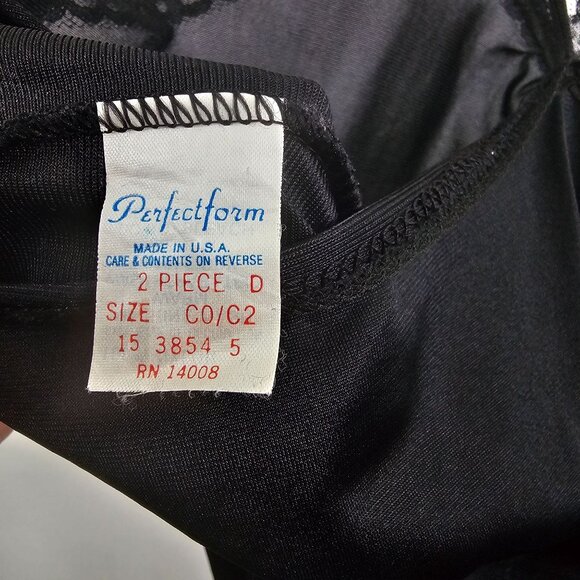 Vintage Perfectform Black Slip Dress Lace Trim Size 3X Fairygrunge Whimsigoth - Picture 3 of 12